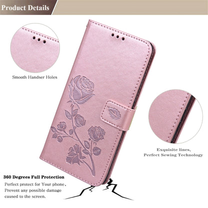 For Samsung Galaxy S22 Ultra 5G Rose Embossed Leather Phone Case(Rose Gold) by buy2fix