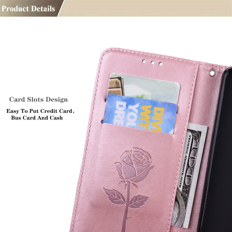 For Samsung Galaxy S22 Ultra 5G Rose Embossed Leather Phone Case(Rose Gold) by buy2fix