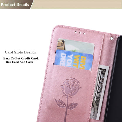 For Samsung Galaxy S22 Ultra 5G Rose Embossed Leather Phone Case(Rose Gold) by buy2fix