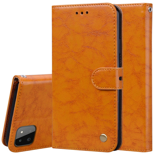 For Samsung Galaxy A22 5G Oil Wax Texture Leather Phone Case(Yellow)