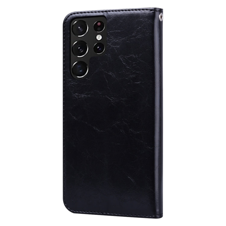 For Samsung Galaxy S22 Ultra 5G Oil Wax Texture Leather Phone Case(Black) by buy2fix