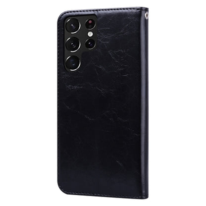 For Samsung Galaxy S22 Ultra 5G Oil Wax Texture Leather Phone Case(Black) by buy2fix