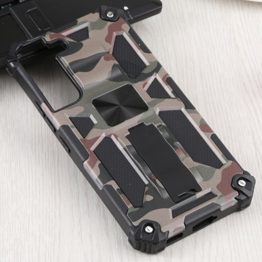 For Samsung Galaxy S22 5G Camouflage Armor Kickstand TPU + PC Magnetic Phone Case(Army Green) by buy2fix