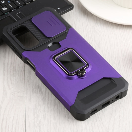 Sliding Camera Cover Design PC + TPU Shockproof Phone Case with Ring Holder & Card Slot For Samsung Galaxy A13 4G/Galaxy A13 5G /Galaxy A13 Lite/Galaxy A04/Galaxy A04S/Galaxy A04E 4G(Purple) by buy2fix