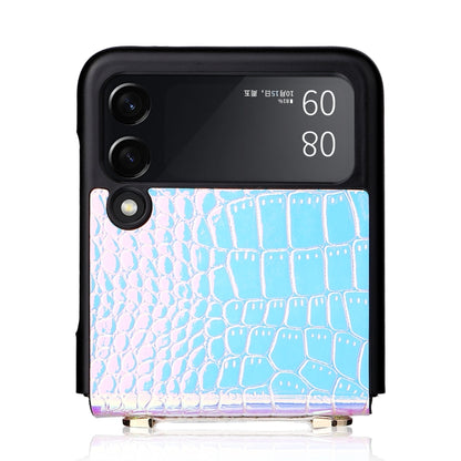 For Samsung Galaxy Z Flip3 5G Siamese Pearl Texture Phone Case with Lanyard(Sky Blue) by buy2fix