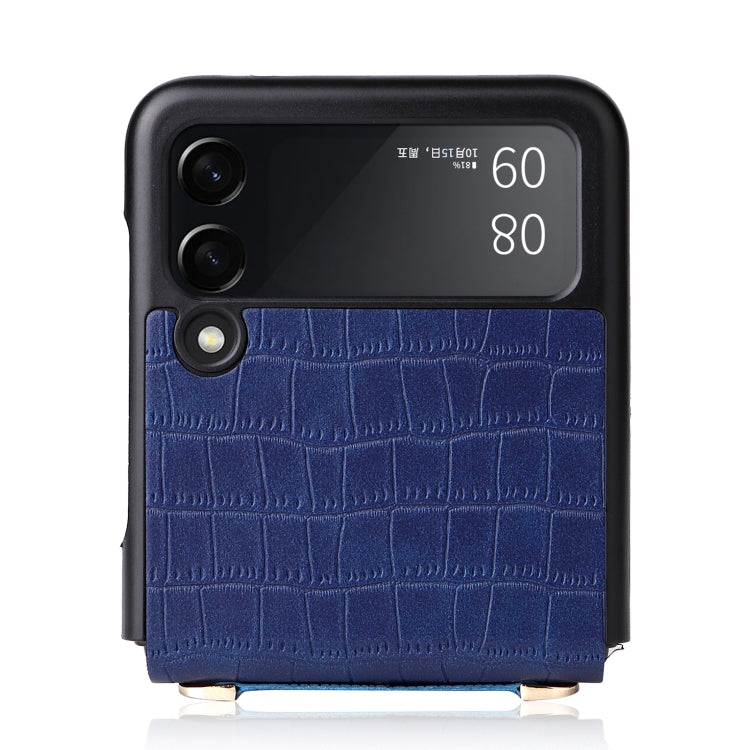 For Samsung Galaxy Z Flip3 5G Siamese Bamboo Texture Phone Case with Lanyard(Blue) by buy2fix