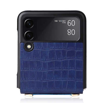 For Samsung Galaxy Z Flip3 5G Siamese Bamboo Texture Phone Case with Lanyard(Blue) by buy2fix