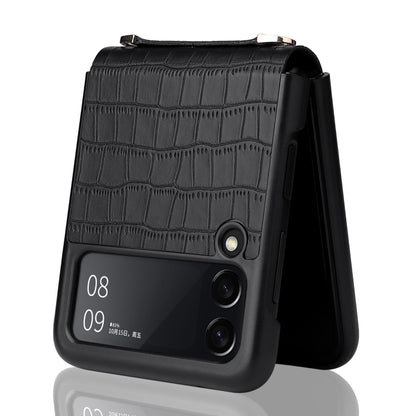 For Samsung Galaxy Z Flip3 5G Siamese Bamboo Texture Phone Case with Lanyard(Black) by buy2fix