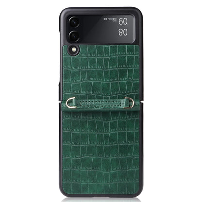 For Samsung Galaxy Z Flip3 5G Siamese Bamboo Texture Phone Case with Lanyard(Green) by buy2fix