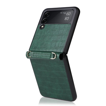 For Samsung Galaxy Z Flip3 5G Siamese Bamboo Texture Phone Case with Lanyard(Green) by buy2fix