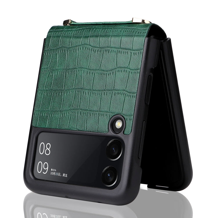 For Samsung Galaxy Z Flip3 5G Siamese Bamboo Texture Phone Case with Lanyard(Green) by buy2fix