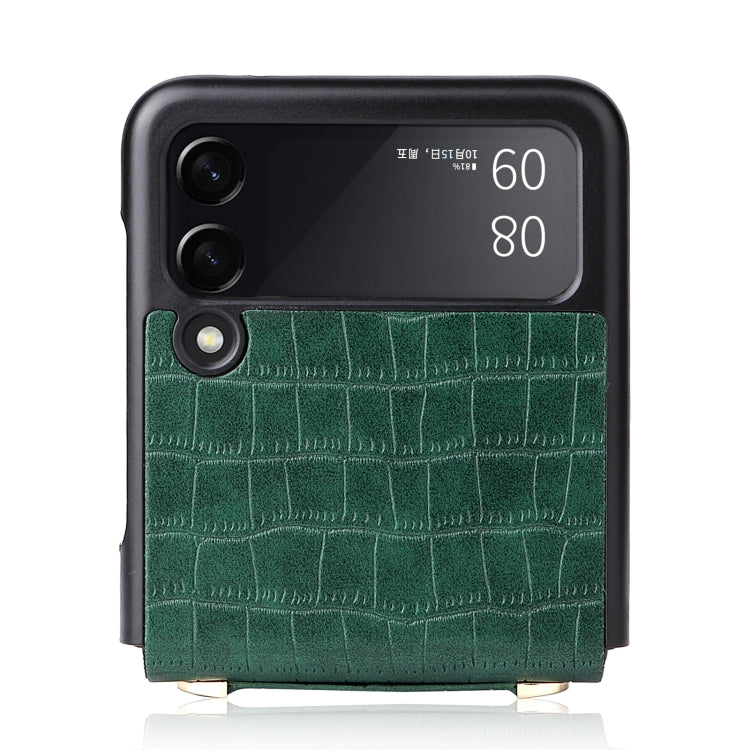 For Samsung Galaxy Z Flip3 5G Siamese Bamboo Texture Phone Case with Lanyard(Green) by buy2fix