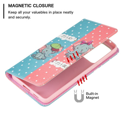 For Samsung Galaxy A53 5G Colored Drawing Pattern Invisible Magnetic PU Leather Phone Case(Elephant) by buy2fix