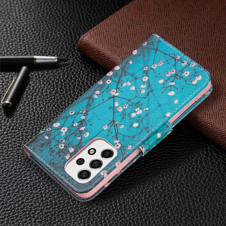 For Samsung Galaxy A53 5G Colored Drawing Pattern Leather Phone Case(Plum Blossom) by buy2fix