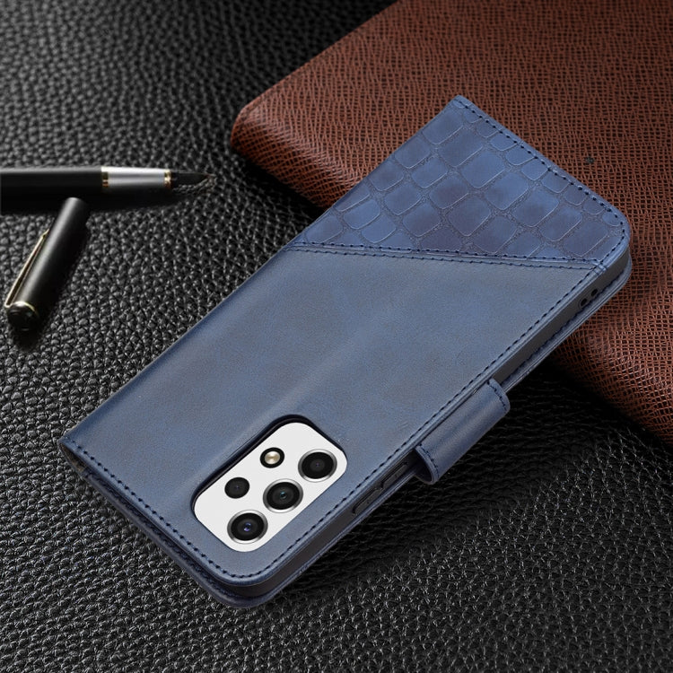 For Samsung Galaxy A53 5G Matching Color Crocodile Texture PU Leather Phone Case(Blue) by buy2fix