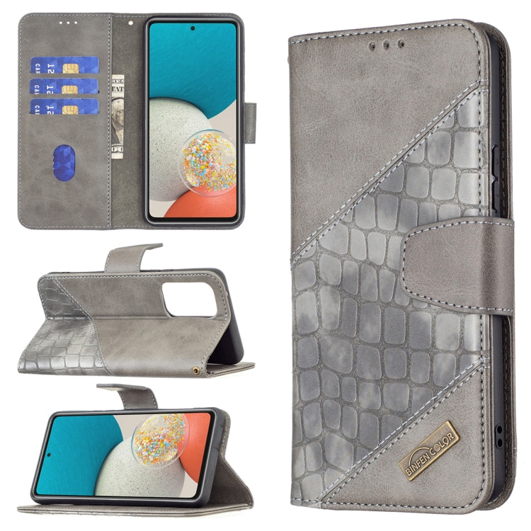 For Samsung Galaxy A53 5G Matching Color Crocodile Texture PU Leather Phone Case(Grey) by buy2fix