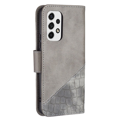 For Samsung Galaxy A53 5G Matching Color Crocodile Texture PU Leather Phone Case(Grey) by buy2fix