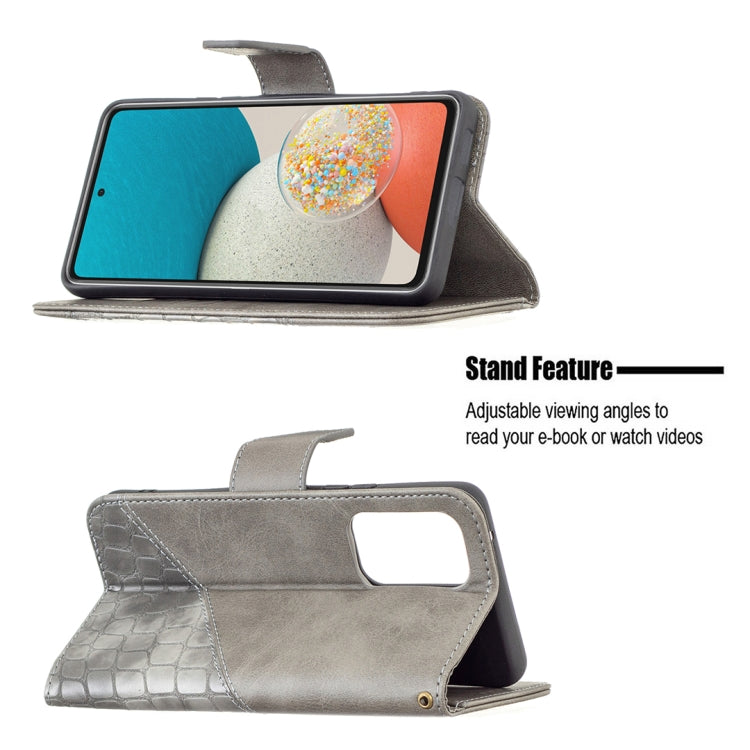 For Samsung Galaxy A53 5G Matching Color Crocodile Texture PU Leather Phone Case(Grey) by buy2fix