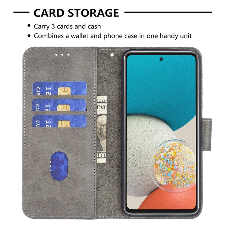 For Samsung Galaxy A53 5G Matching Color Crocodile Texture PU Leather Phone Case(Grey) by buy2fix