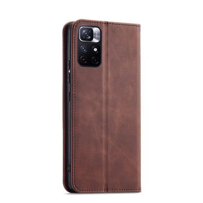For Xiaomi Redmi Note 11 5G Magnetic Dual-fold Leather Phone Case(Coffee) by buy2fix