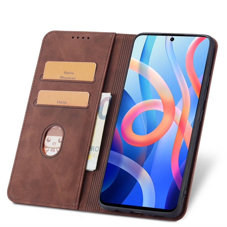For Xiaomi Redmi Note 11 5G Magnetic Dual-fold Leather Phone Case(Coffee) by buy2fix