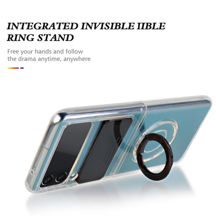For Samsung Galaxy Z Flip3 5G Sliding Camera Design TPU Phone Case with Ring Holder(Black) by buy2fix