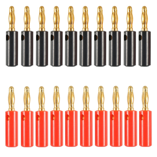 A6546 20 in 1 Car Red and Black Cover Gold-plated 4mm Banana Head Audio Plug
