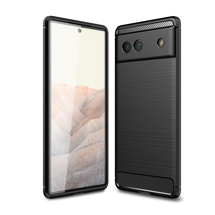 For Google Pixel 6a Brushed Carbon Fiber Texture Shockproof TPU Phone Case(Black) by buy2fix
