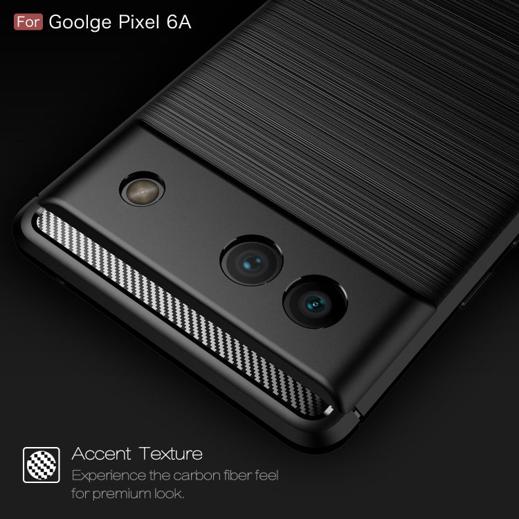 For Google Pixel 6a Brushed Carbon Fiber Texture Shockproof TPU Phone Case(Black) by buy2fix