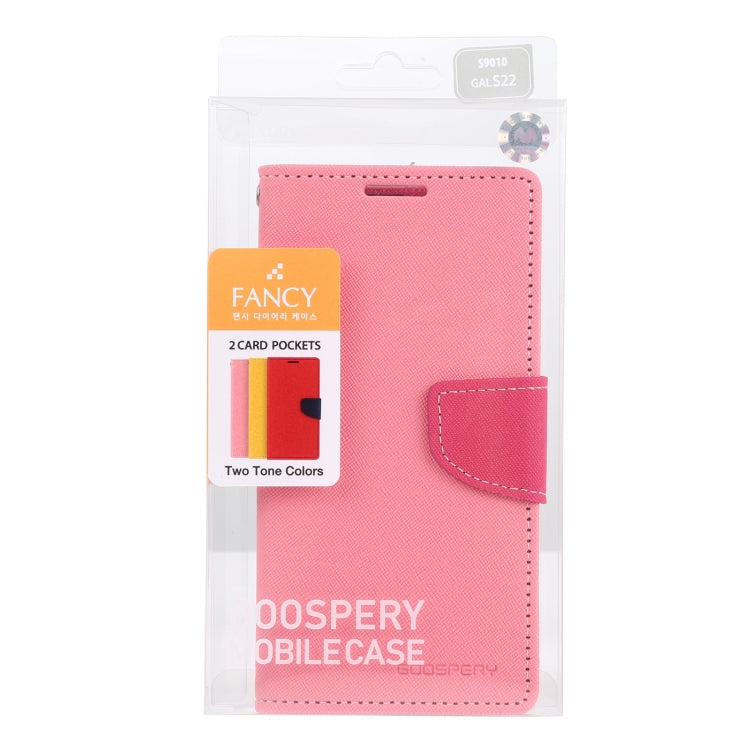 For Samsung Galaxy S22 5G GOOSPERY FANCY DIARY Cross Texture Leather Phone Case(Pink) - Galaxy S22 5G Cases by GOOSPERY | Online Shopping UK | buy2fix