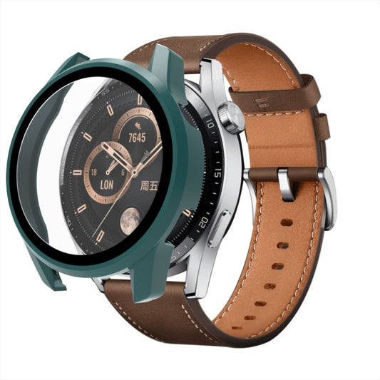 For Huawei Watch GT 3 42mm PC + Tempered Glass Watch Protective Case(Olive Green) by buy2fix