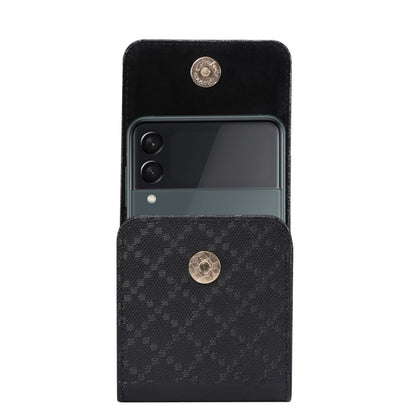 For Samsung Galaxy Z Flip3 5G Checkered Texture Waist Hanging Phone Case(Black) by buy2fix