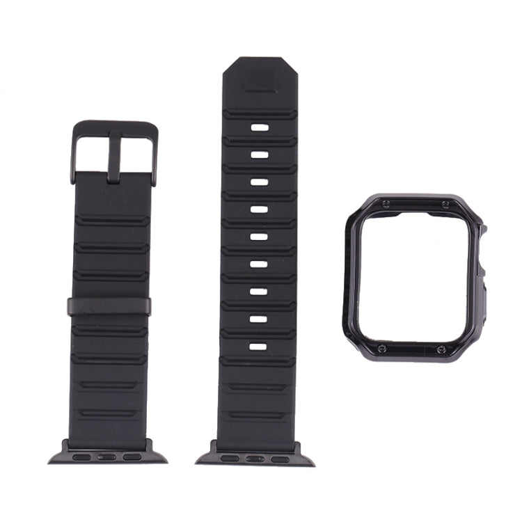 Silicone Watch Band + Watch Case Set For Apple Watch Series 7 45mm(Black Blue) - Watch Bands by buy2fix | Online Shopping UK | buy2fix