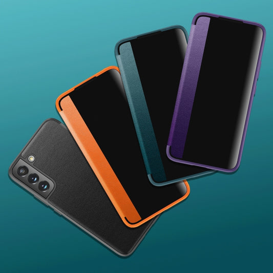 For Samsung Galaxy S22+ 5G Window View Leather Phone Case(Green) by buy2fix