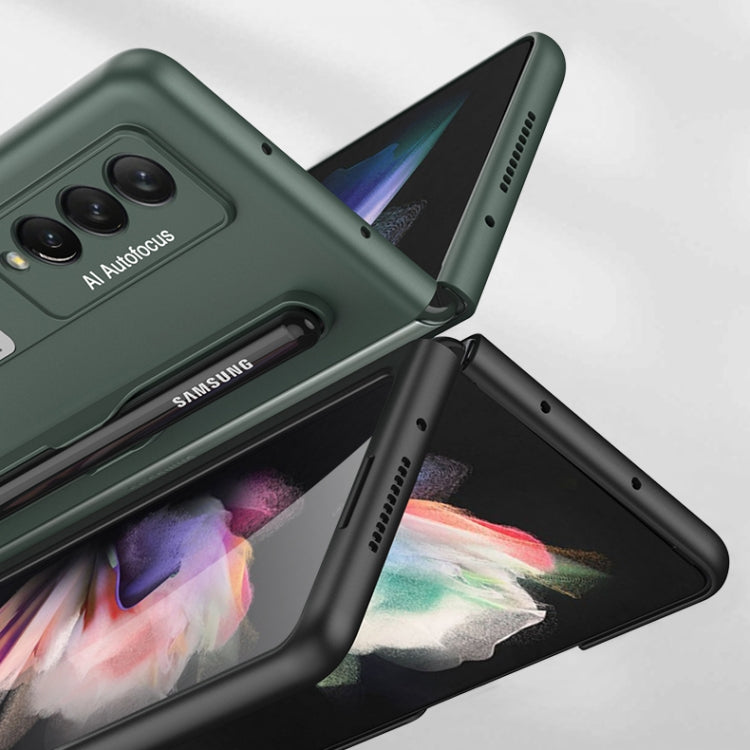 For Samsung Galaxy Z Fold3 5G GKK Ultra-thin PC Phone Flip Case with Holder & Pen Slot(Dark Green) - Galaxy Phone Cases by GKK | Online Shopping UK | buy2fix