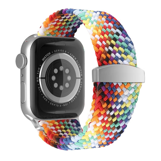 Nylon Braid Watch Band For Apple Watch Series 9&8&7 41mm / SE 3&SE 2&6&SE&5&4 40mm / 3&2&1 38mm(Rainbow) by buy2fix