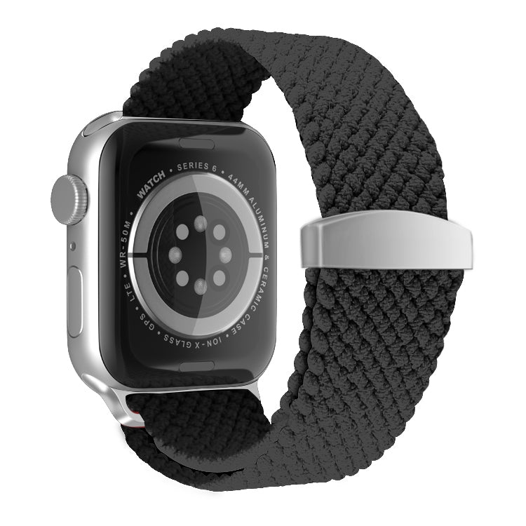 Nylon Braid Watch Band For Apple Watch Ultra 49mm&Watch Ultra 2 49mm / Series 9&8&7 45mm / SE 3&SE 2&6&SE&5&4 44mm / 3&2&1 42mm(Black) by buy2fix
