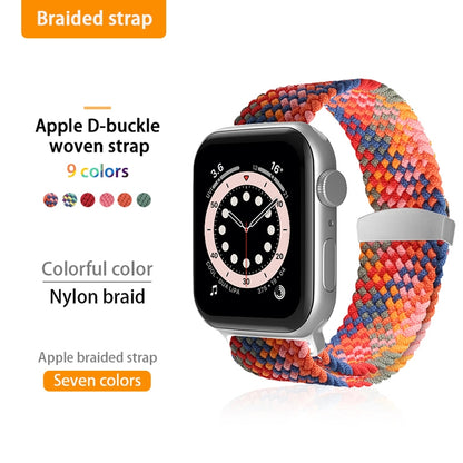 Nylon Braid Watch Band For Apple Watch Ultra 49mm&Watch Ultra 2 49mm / Series 9&8&7 45mm / SE 3&SE 2&6&SE&5&4 44mm / 3&2&1 42mm(Black) by buy2fix