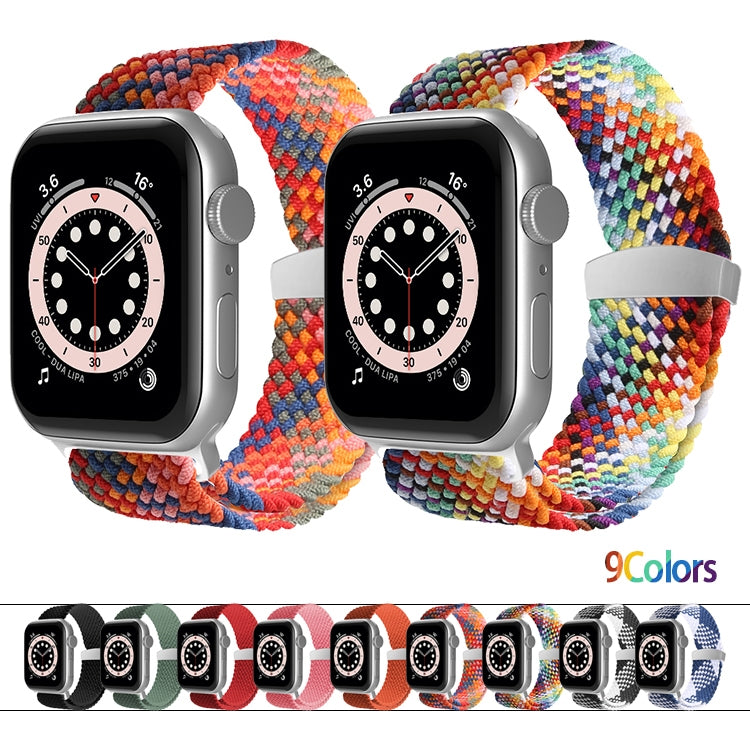 Nylon Braid Watch Band For Apple Watch Ultra 49mm&Watch Ultra 2 49mm / Series 9&8&7 45mm / SE 3&SE 2&6&SE&5&4 44mm / 3&2&1 42mm(Black) by buy2fix
