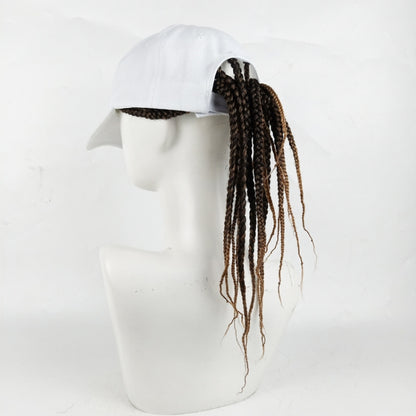 Dreadlocks Wig Hat One-piece Headgear for Men and Women, Style: White Cap(Light Brown Braid About 35cm) - Wigs by buy2fix | Online Shopping UK | buy2fix