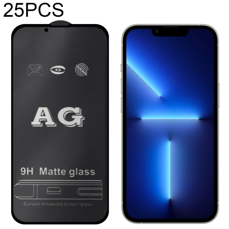 For iPhone 16e / 13 / 13 Pro 25pcs AG Matte Frosted Full Cover Tempered Glass Film by buy2fix