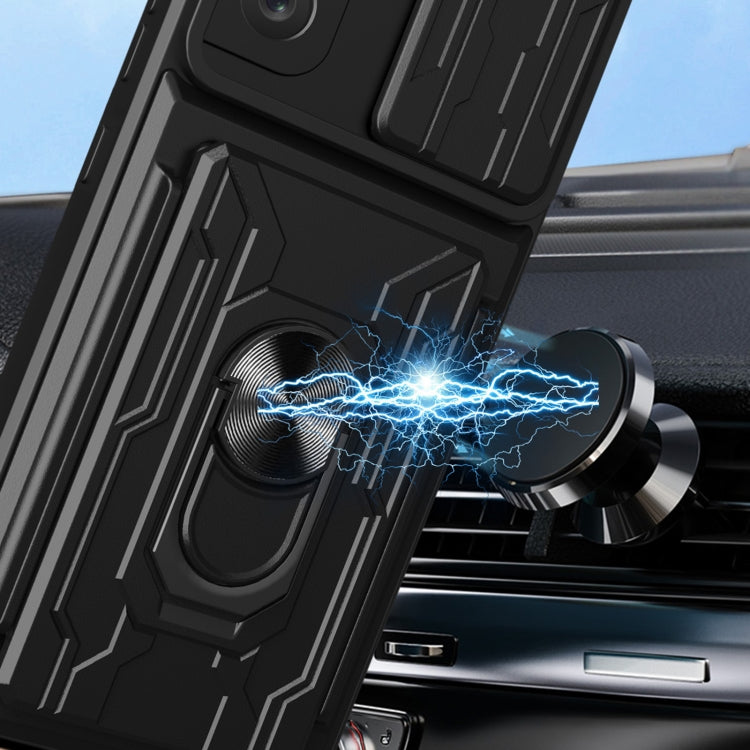 For Samsung Galaxy S21 FE 5G Camera Cover Phone Case with Card Slot & Holder(Rose Gold) by buy2fix