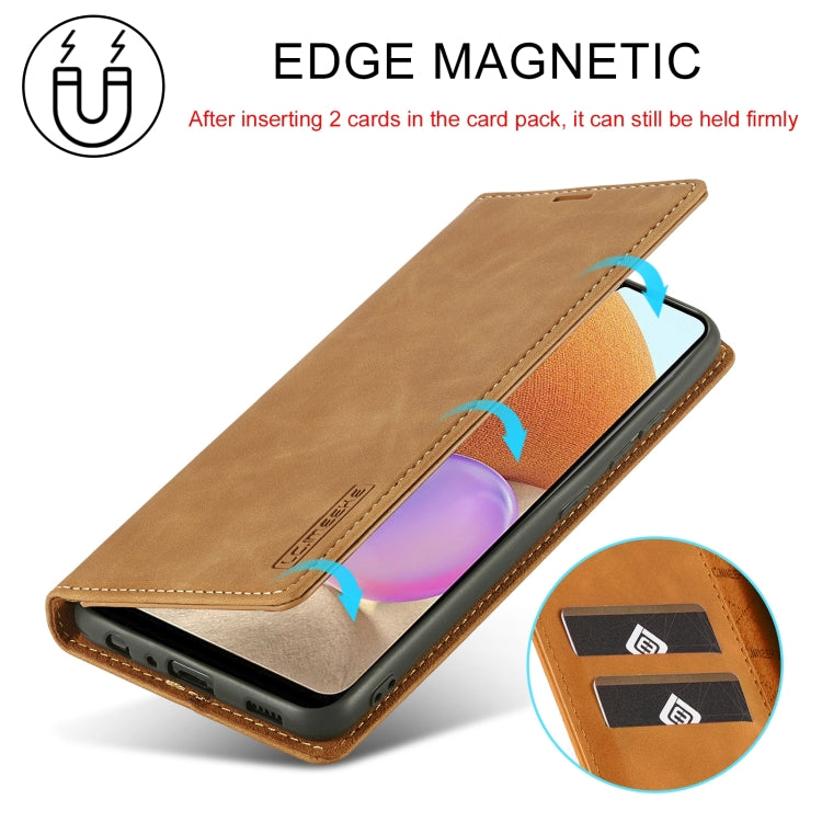 For Samsung Galaxy A32 4G LC.IMEEKE Strong Magnetism Matte TPU + PU Leather Case(Brown) - Galaxy Phone Cases by LC.IMEEKE | Online Shopping UK | buy2fix