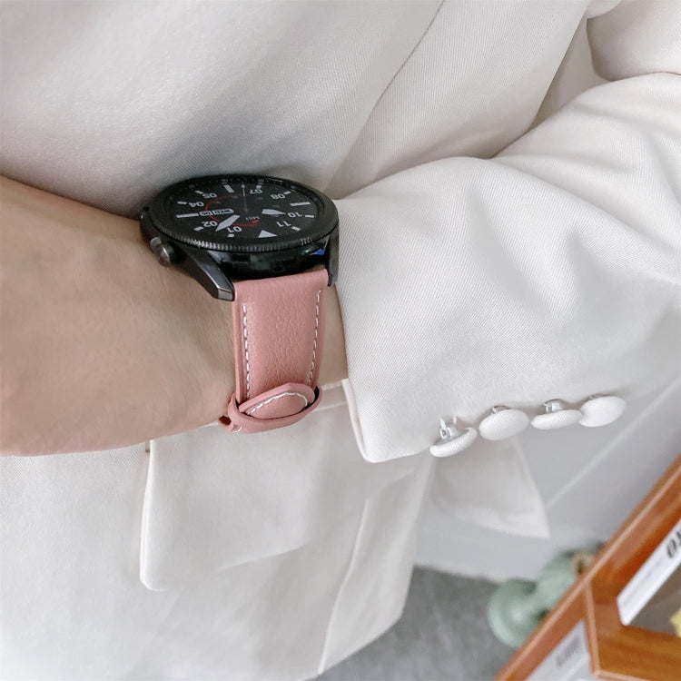 For Samsung Galaxy Watch4 40mm/44mm Leather Strap Watch Band(Pink) by buy2fix