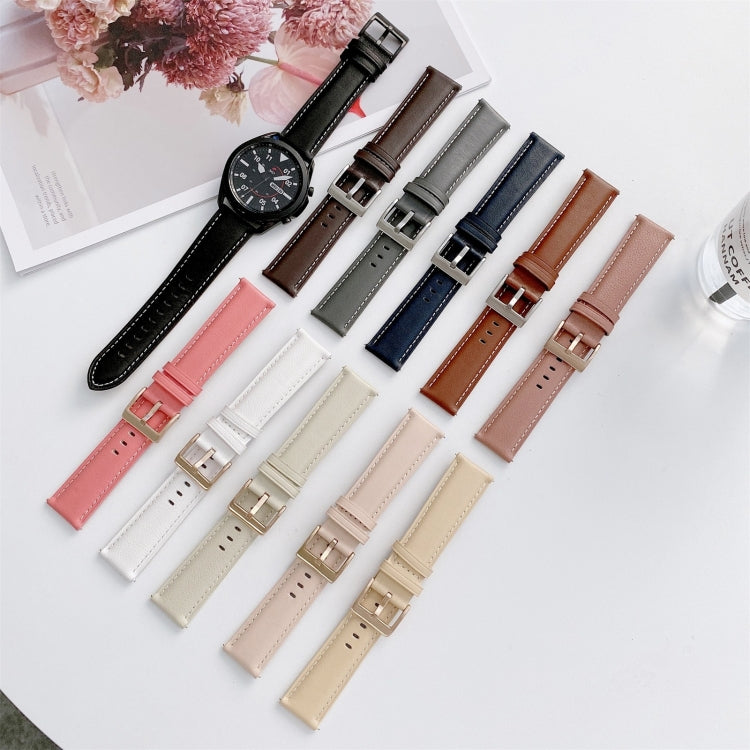 For Samsung Galaxy Watch4 40mm/44mm Leather Strap Watch Band(Pink) by buy2fix