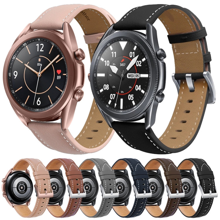 For Samsung Galaxy Watch4 40mm/44mm Leather Strap Watch Band(Pink) by buy2fix