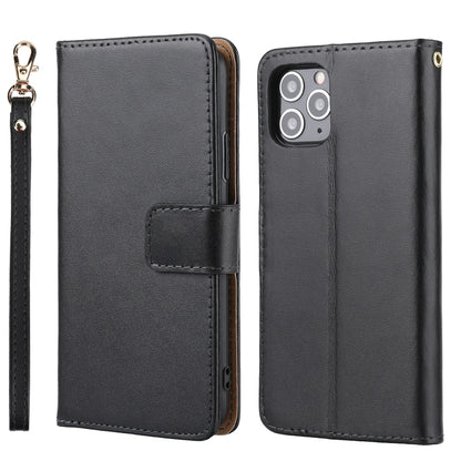 For iPhone 11 Pro Plain Weave Cowhide Genuine Leather Phone Case (Black) - iPhone 11 Pro Cases by buy2fix | Online Shopping UK | buy2fix