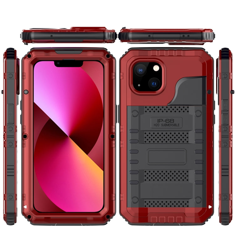 For iPhone 13 Shockproof Waterproof Dustproof Metal + Silicone Phone Case with Screen Protector(Red) - iPhone 13 Cases by buy2fix | Online Shopping UK | buy2fix