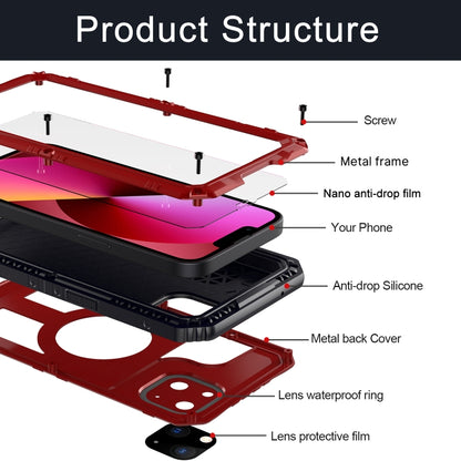 For iPhone 13 Shockproof Waterproof Dustproof Metal + Silicone Phone Case with Screen Protector(Red) - iPhone 13 Cases by buy2fix | Online Shopping UK | buy2fix