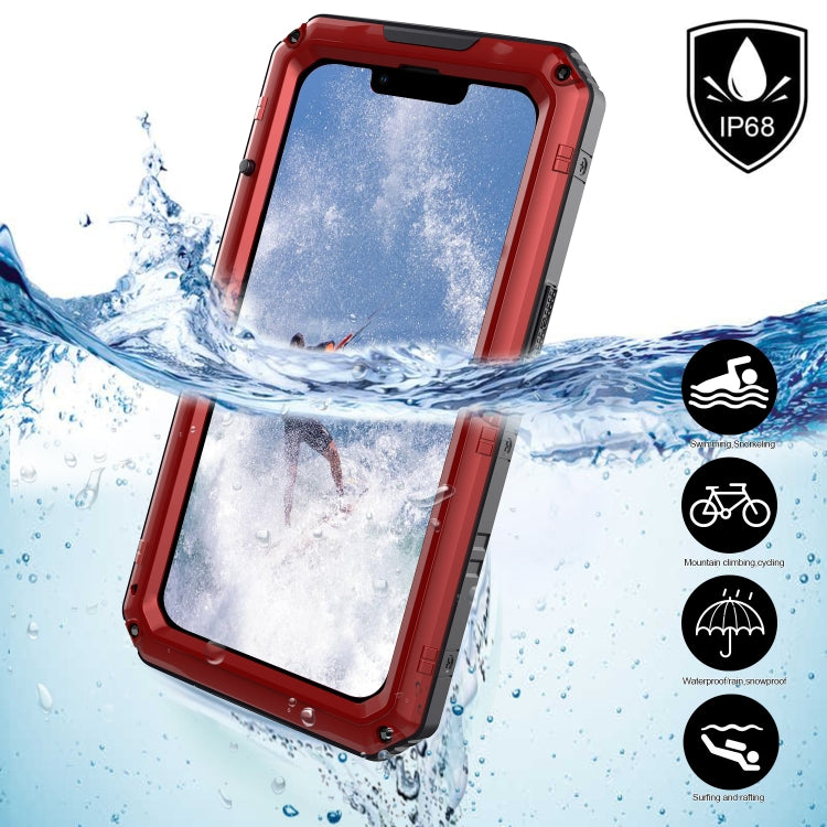 For iPhone 13 Shockproof Waterproof Dustproof Metal + Silicone Phone Case with Screen Protector(Red) - iPhone 13 Cases by buy2fix | Online Shopping UK | buy2fix